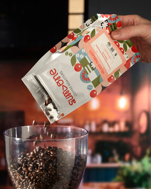 coffee being poured into bag