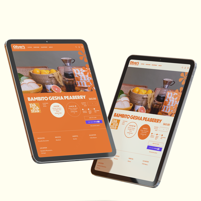 iPad with two images on panama coffee page