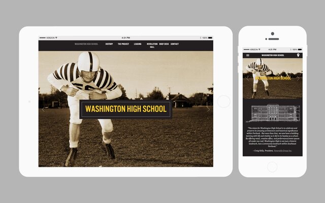 Washington HS homepage on iPad and iPhone