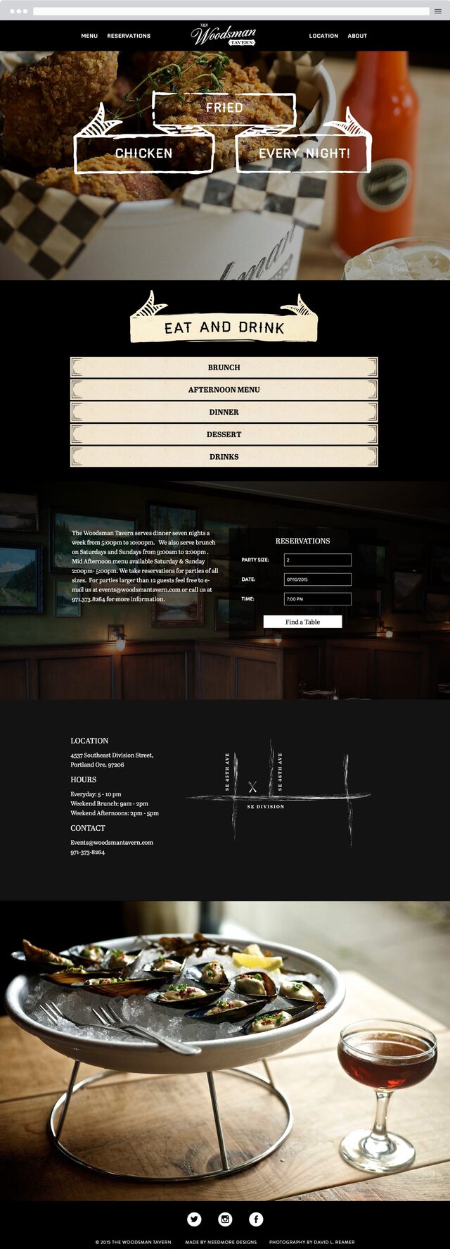 Woodsman Tavern website redesign