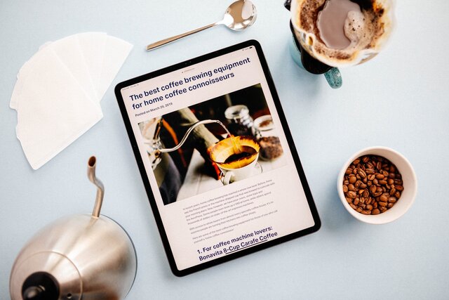 Example of Coffee Bros. blog page