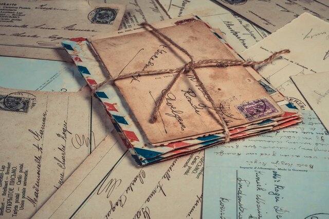 Vintage envelope stack with letters