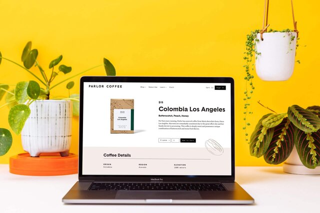 Parlor Colombia Los Angeles coffee product on MacBook