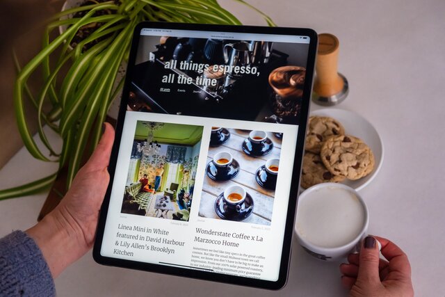 Blog page home on an iPad