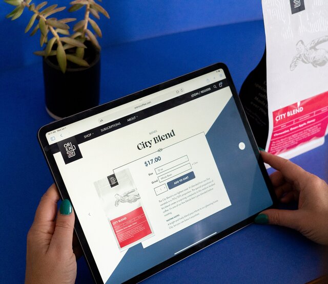 Coffee details page on the Orens website, looks fabulous on an iPad