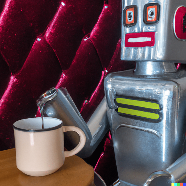DALL·E-2023-04-19-10.37.38-a-realistic-photo-of-a-vintage-midcentury-robot-drinking-coffee