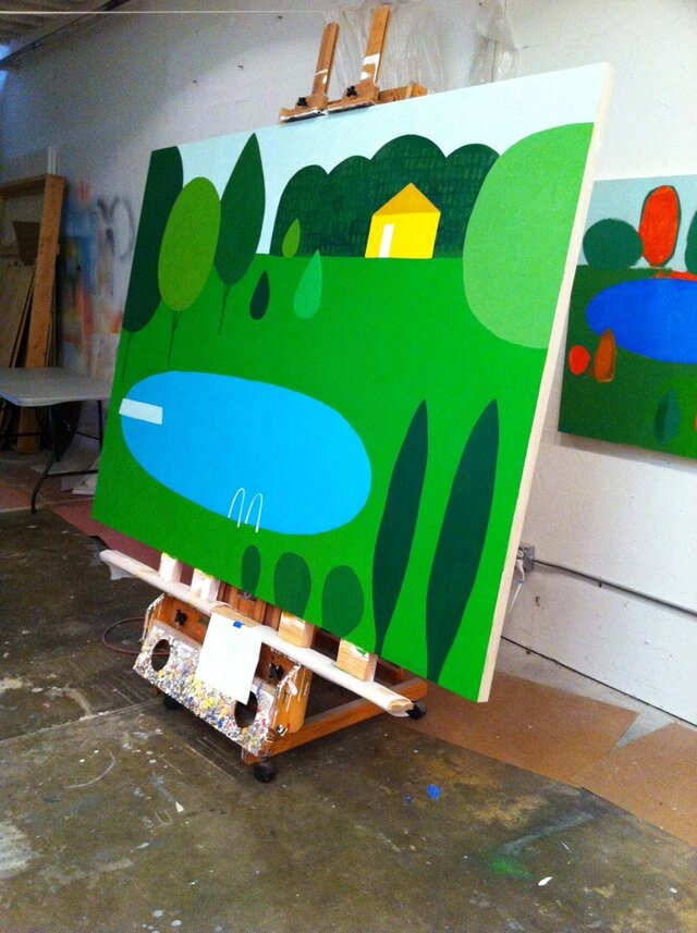 Backyard Painting by Lisa DeJohn
