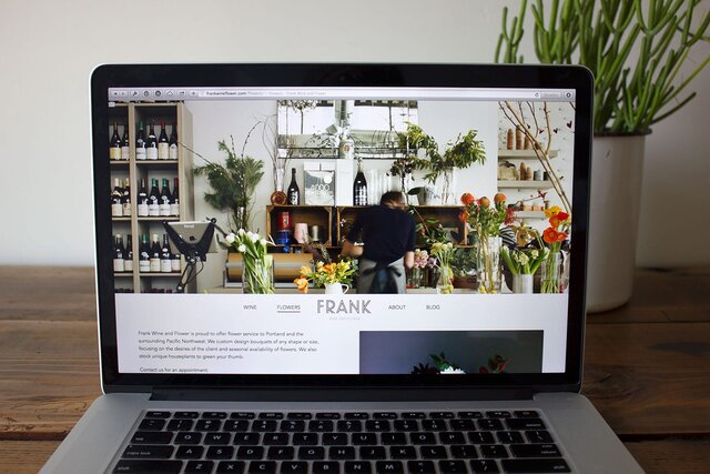 Frank Wine & Flower website on a Mac